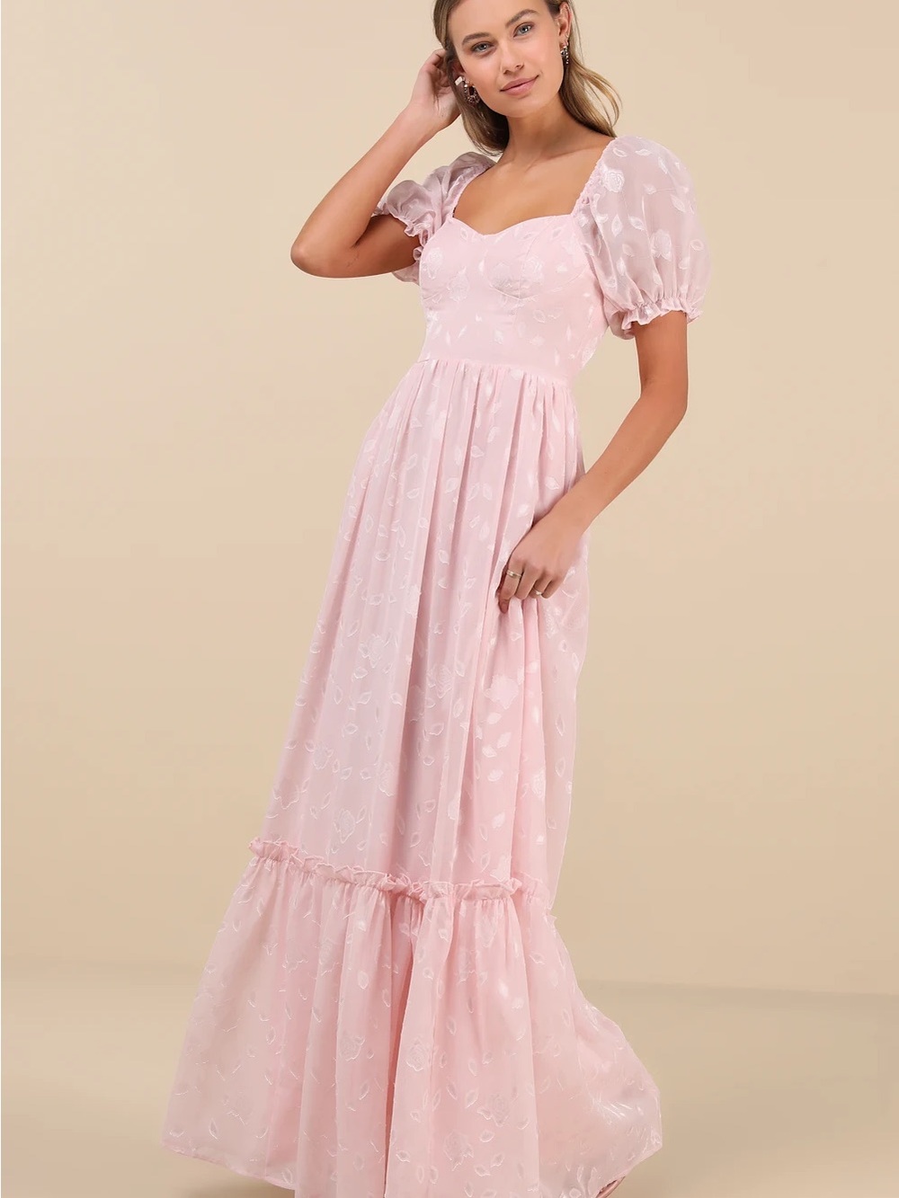 NWT Lulu's Phenomenal Sweetness Pink Floral Burnout Bustier Maxi Dress - Picture 3 of 10